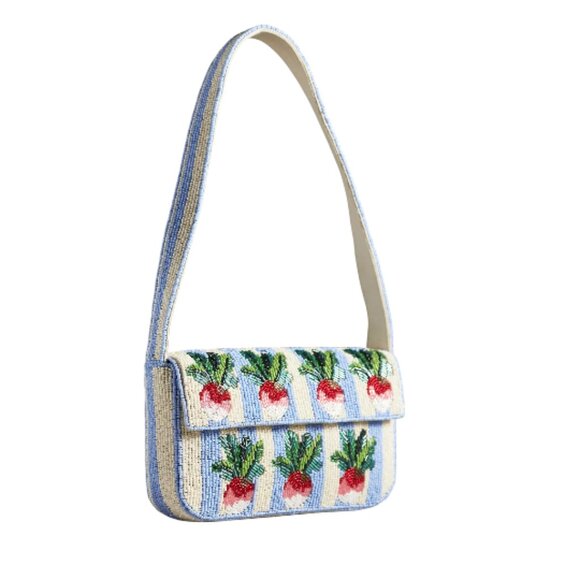Anthropologie Fiona Beaded Shoulder Bag The Food and Drink Edition Radish - Picture 1 of 5